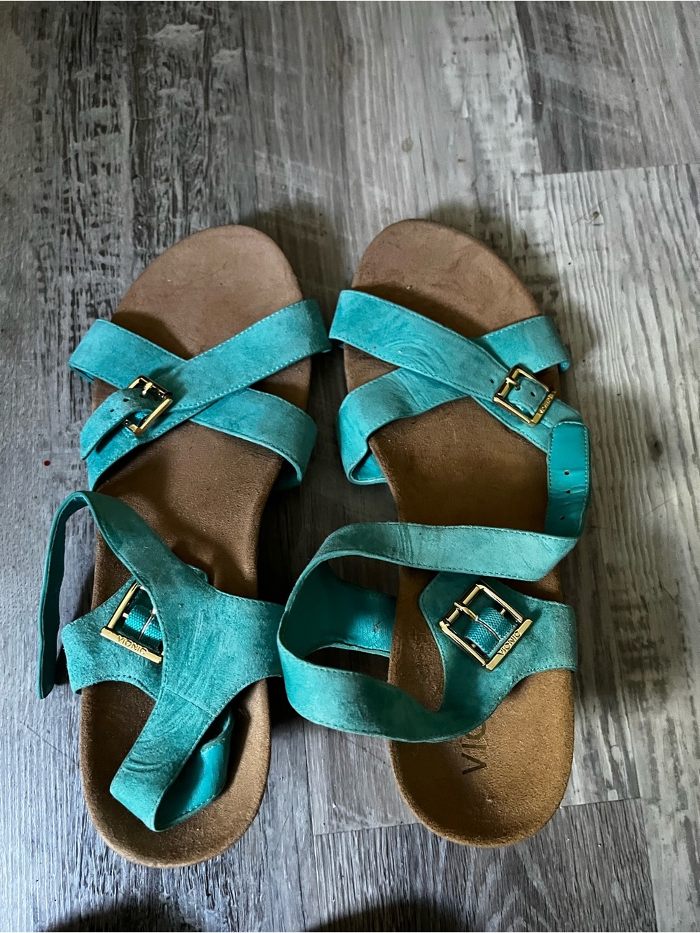 Vionic Turquoise Suede Strappy Women's Sandals Like New